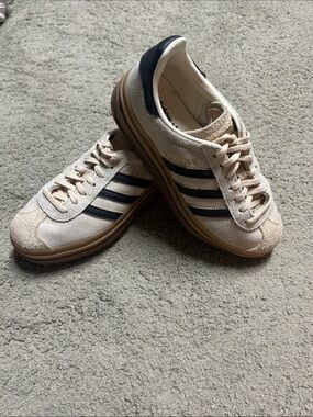 adidas Cream Suede Sneakers with black Stripes